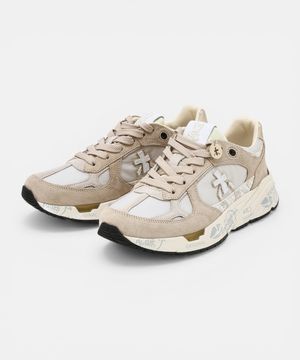 [26SS][MASE] 베이지 로고패치 소가죽 여성 스니커즈