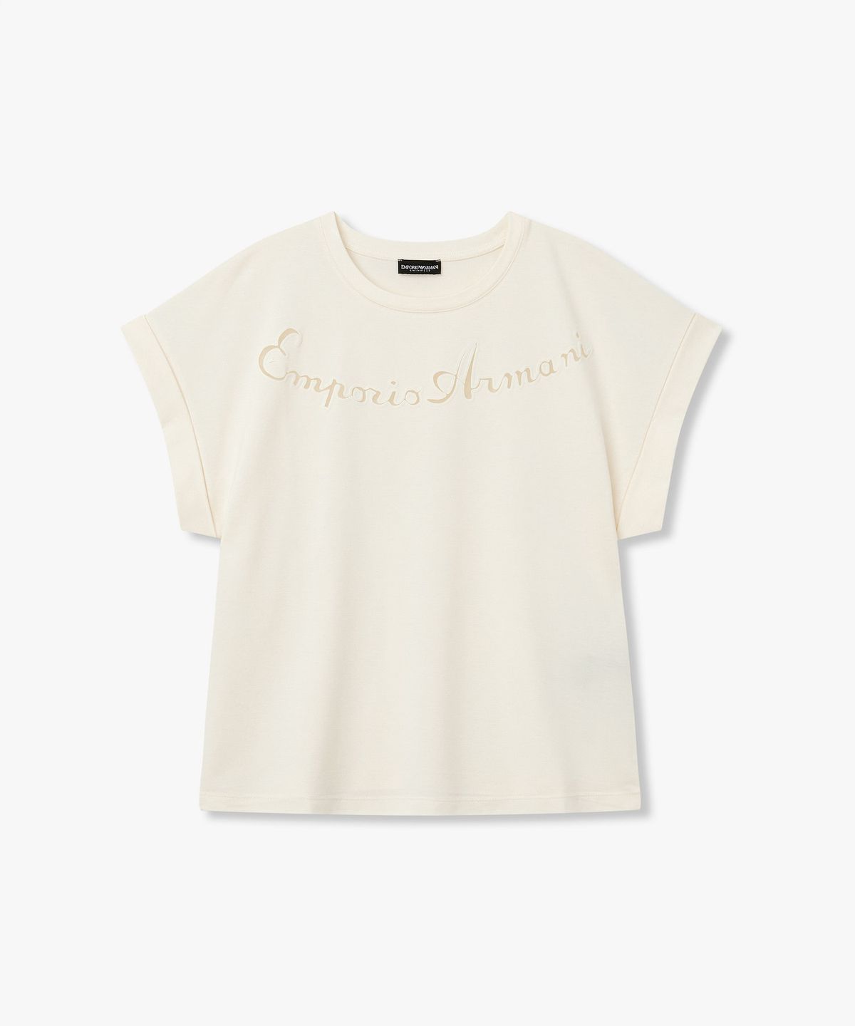 엠포리오 아르마니 언더웨어(EMPORIO ARMANI UNDERWEAR) 여성 메쉬 로고 비치웨어 티셔츠_화이트 0826134550