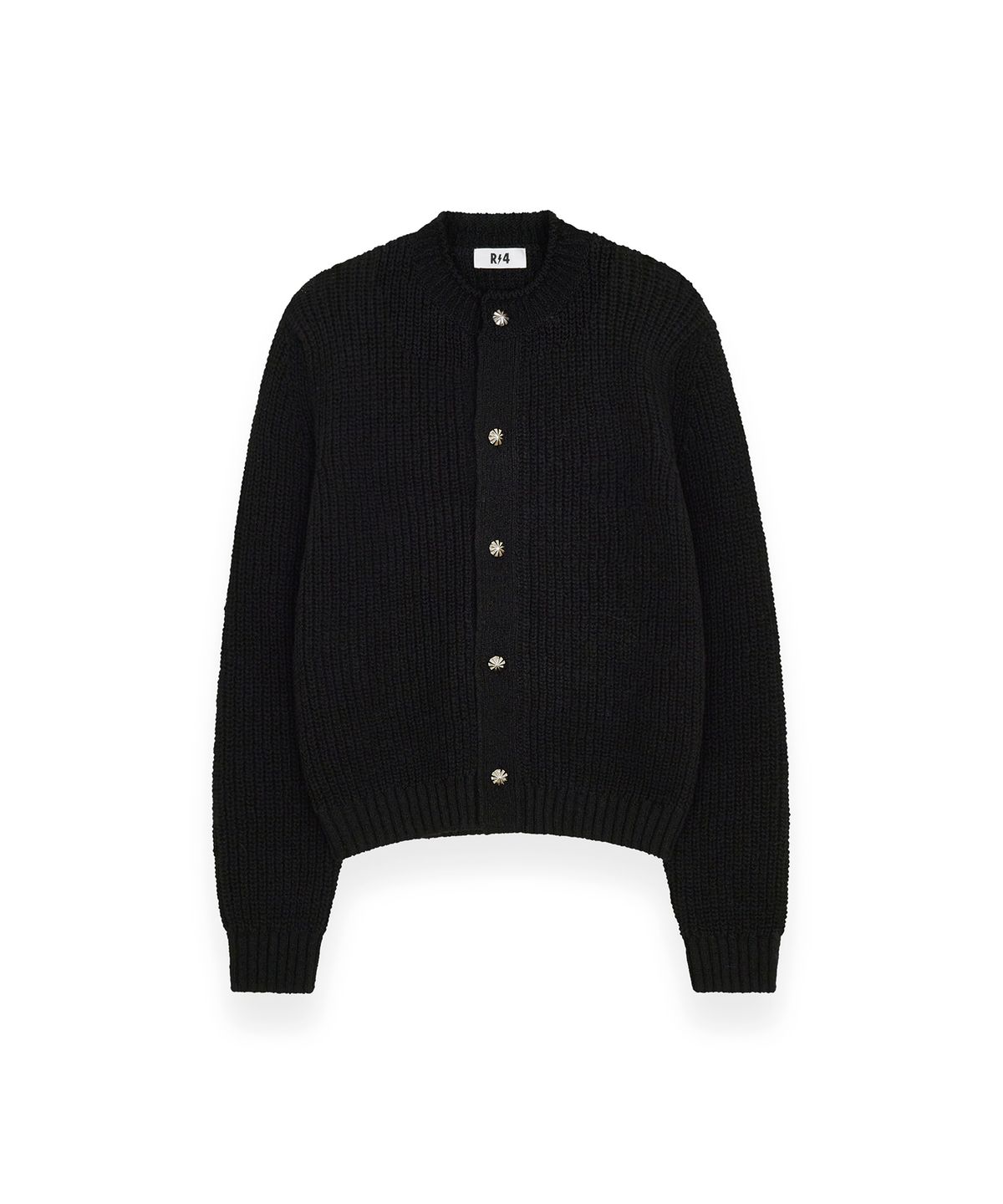 알포(R-4) R-0067 / RAW COTTON CARDIGAN(BLACK)