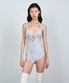 SHIRRING TOP LAYERED SWIMSUIT LIGHT GRAY