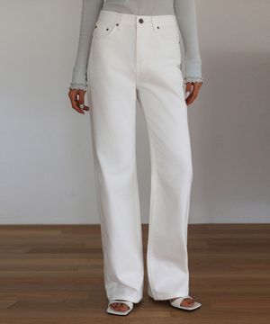 하이웨이스트 스트레이트 코튼 데님 팬츠