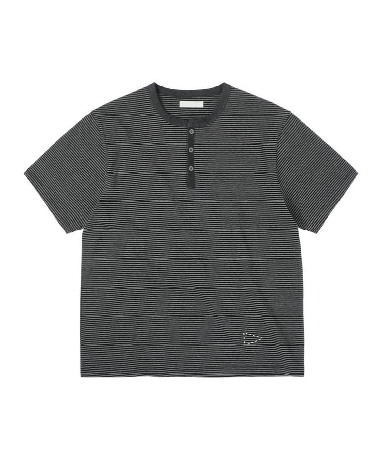 ST Henley Neck Tee - Charcoal