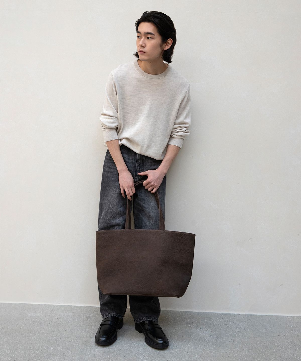 앤드로스(ANDROS) Cow Nubuck Shopper Bag (Dark Brown)