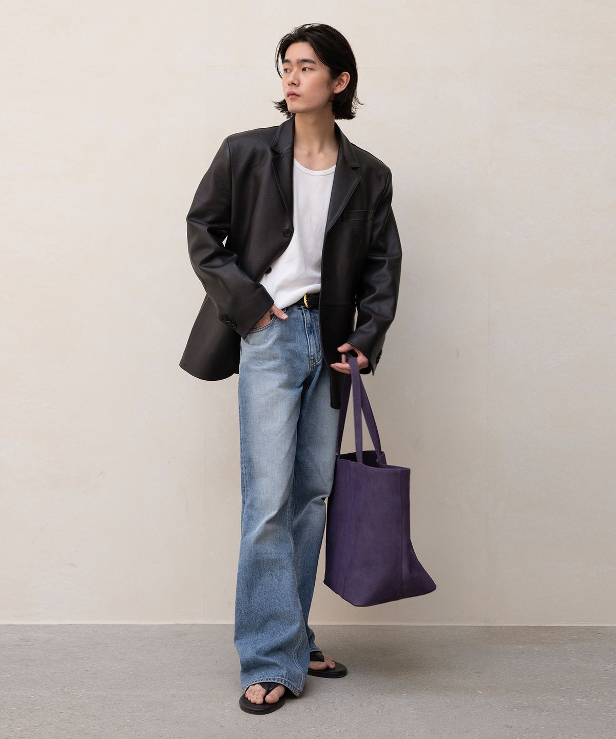 앤드로스(ANDROS) Cow Nubuck Shopper Bag (Purple)