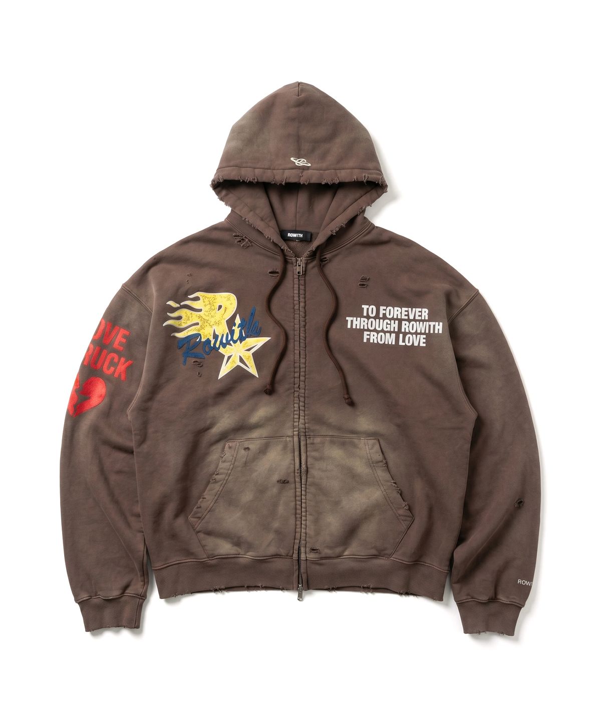 로위드(ROWITH) ROWITH HEAVY FADE ZIP HOODIE_BROWN