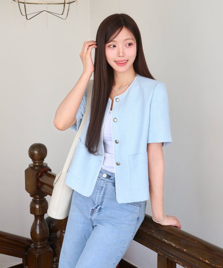 올데이 칼라리스 트위드 반팔자켓 RMJKG25R99