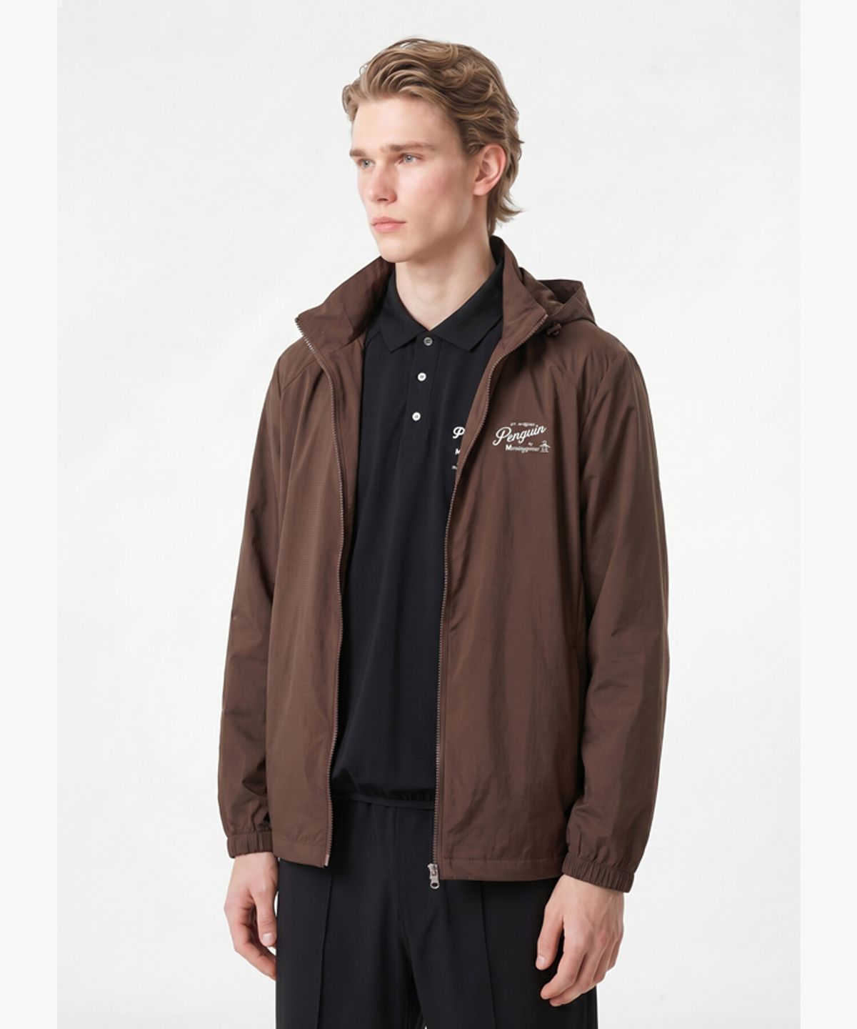 펭귄 바이 먼싱웨어(penguin by munsingwear) 남성 립조직 윈드브레이커 브라운 MR221PJP42