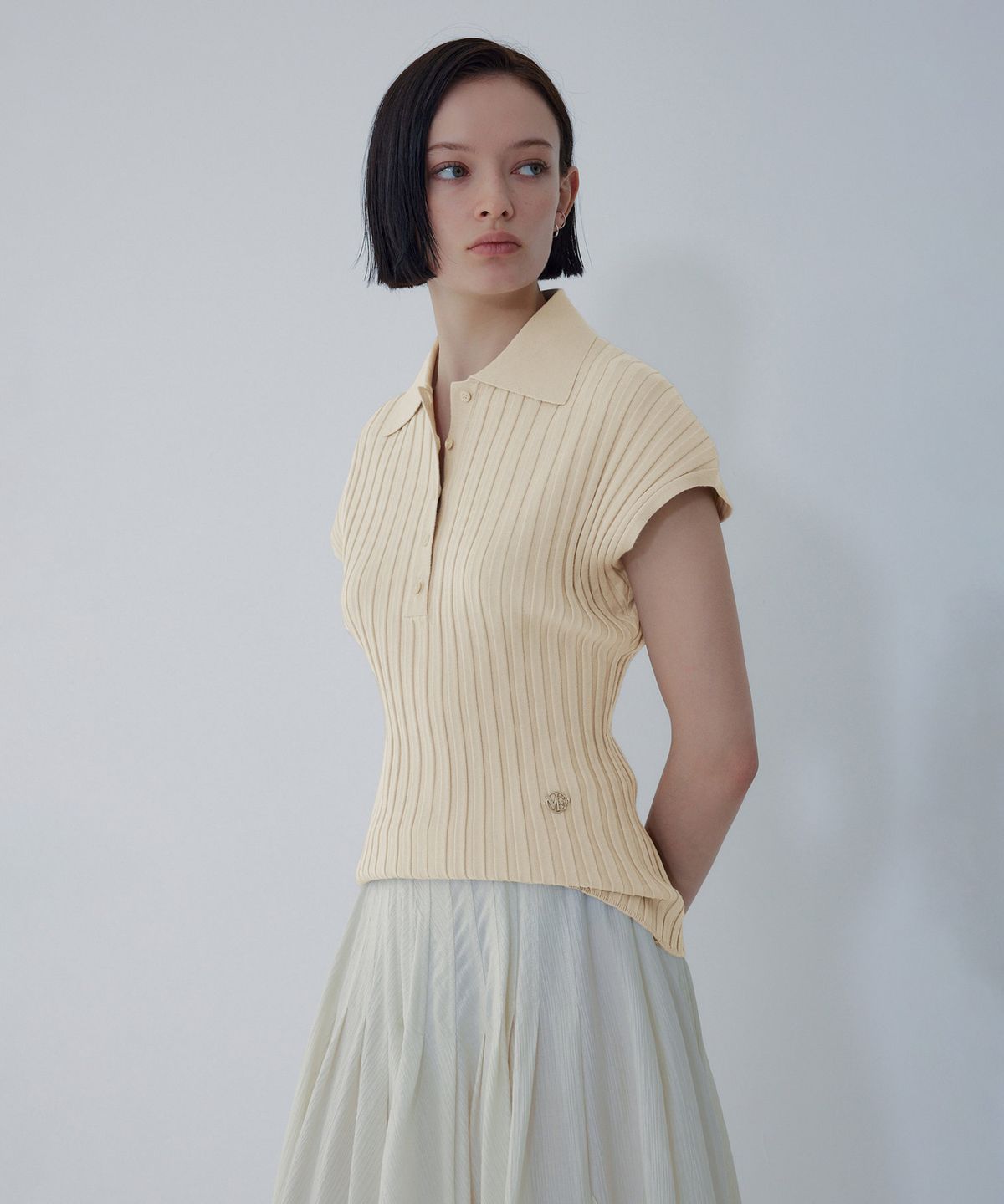 보브(VOICE OF VOICES) 카라 넥 골지 니트 풀오버_베이지 7156250004