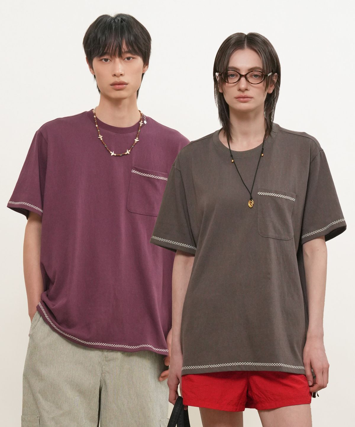 제너럴아이디어(GENERALIDEA) UNISEX 스티치 포인트 포켓 티셔츠 [3COL] / GF1UTS008