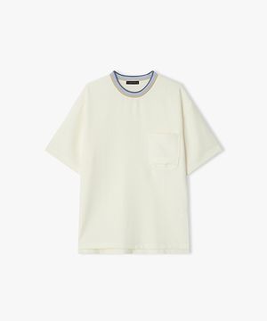 [26SS] LMM41701 크림 트위드 컬러리브 하프 티셔츠