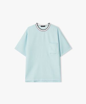 [26SS] LMM41702 라이트블루 트위드 컬러리브 하프 티셔츠