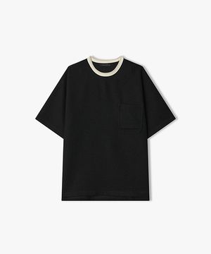 [26SS] LMM41703 블랙 트위드 컬러리브 하프 티셔츠