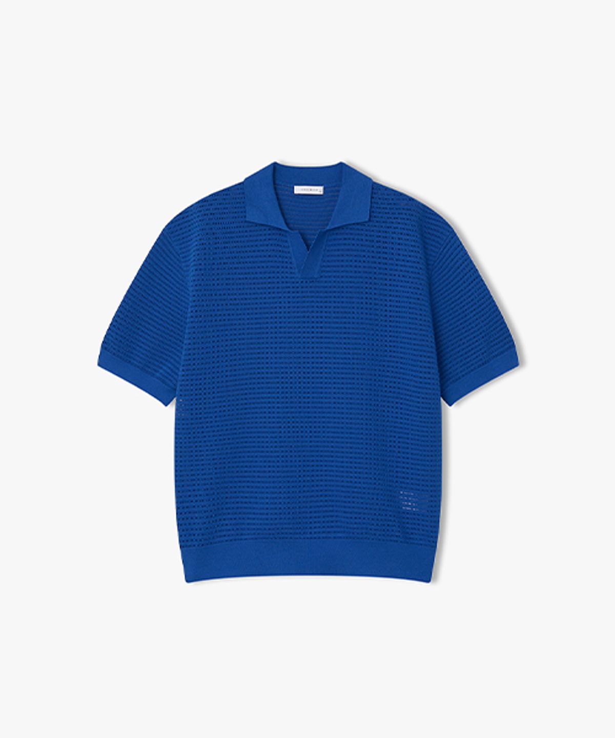 리버클래시(LIBERCLASSY) [26SS] LMM51786 블루 스카시 오픈 카라 니트