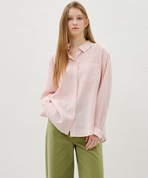 LACE-UP 시어 스트라이프 셔츠 OW6MB3150