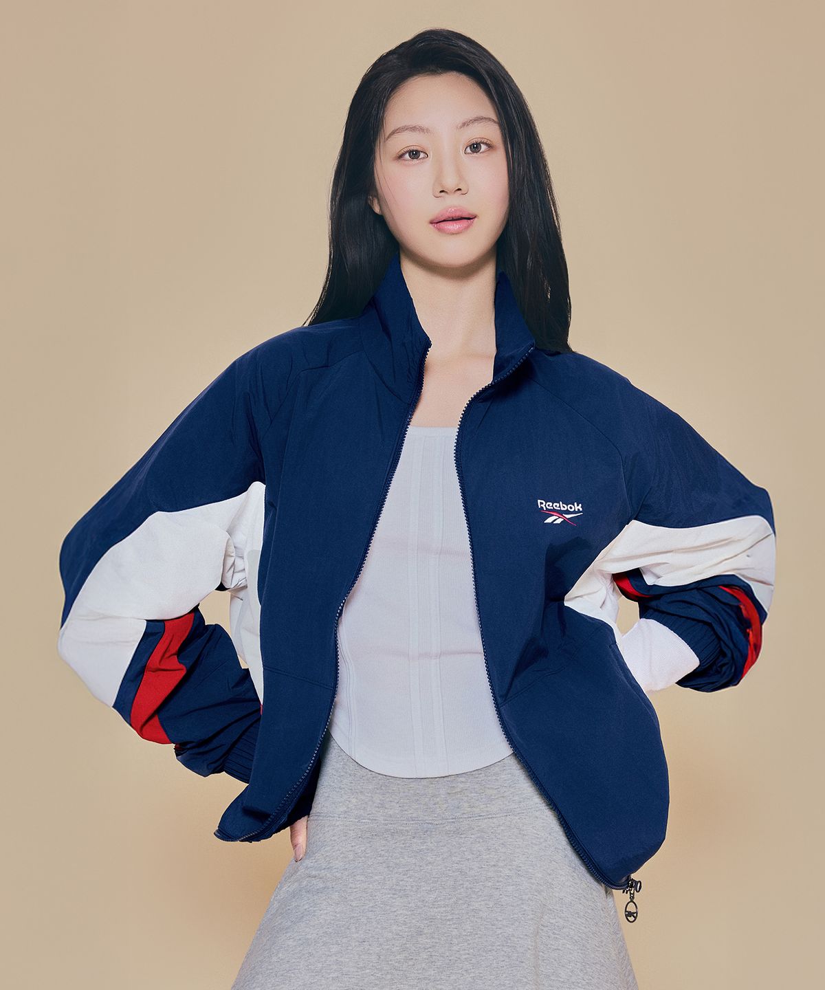 리복(REEBOK) DNA 컬러블록 윈드브레이커 - 네이비