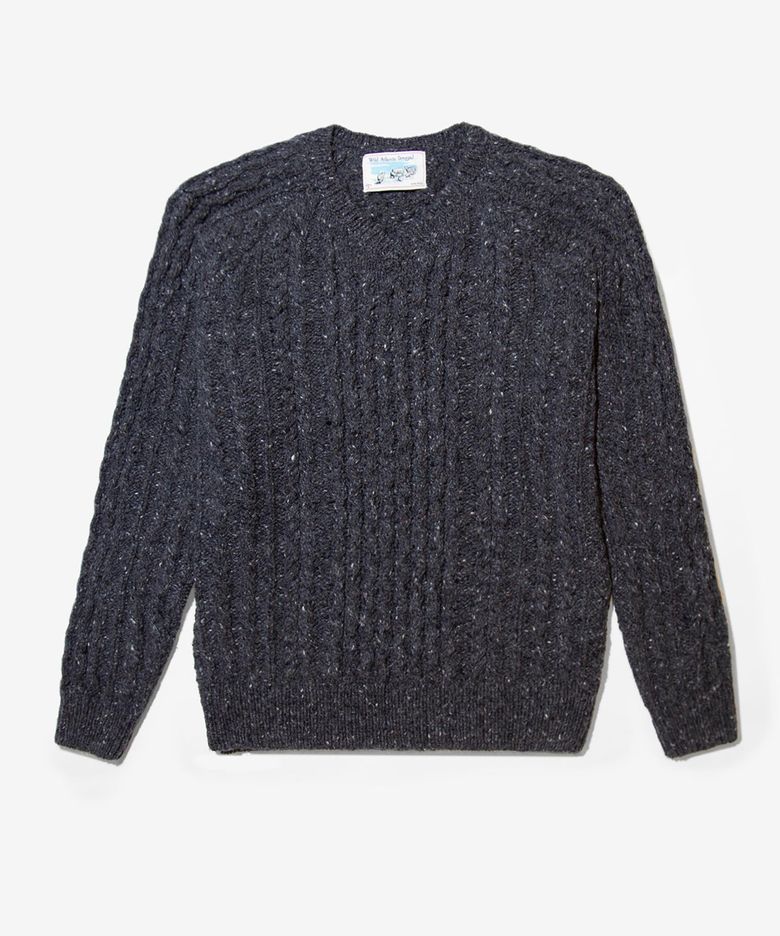 (U) 브이 넥 도네갈 피셔맨 스웨터 헤더 그레이 V-NECK DONEGAL FISHERMAN SWEATER HEATHER GREY