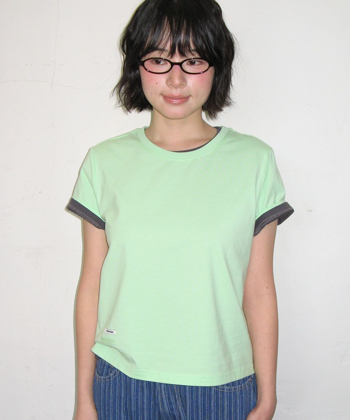 론론(RONRON) MINI LABEL CROP SHORT SLEEVE LIME