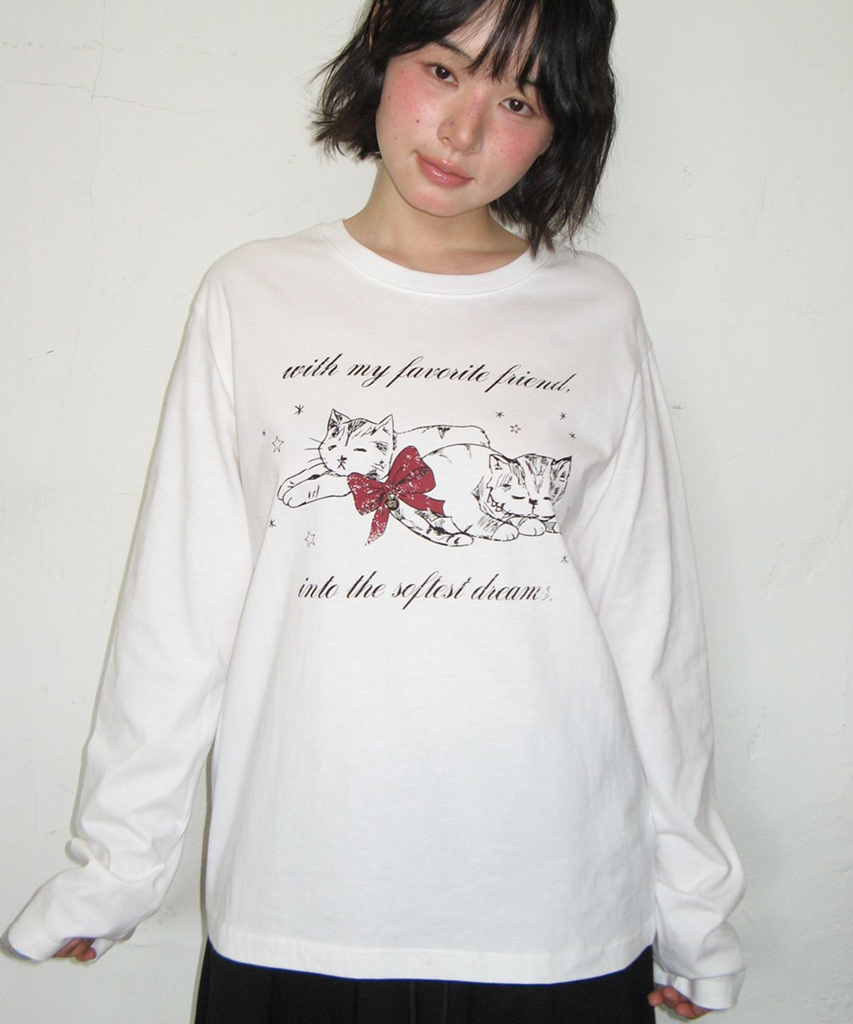 론론(RONRON) SOFTEST DREAM CAT LONG SLEEVE WHITE