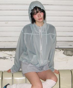 SHEER SHIRRING WINDBREAKER SKY