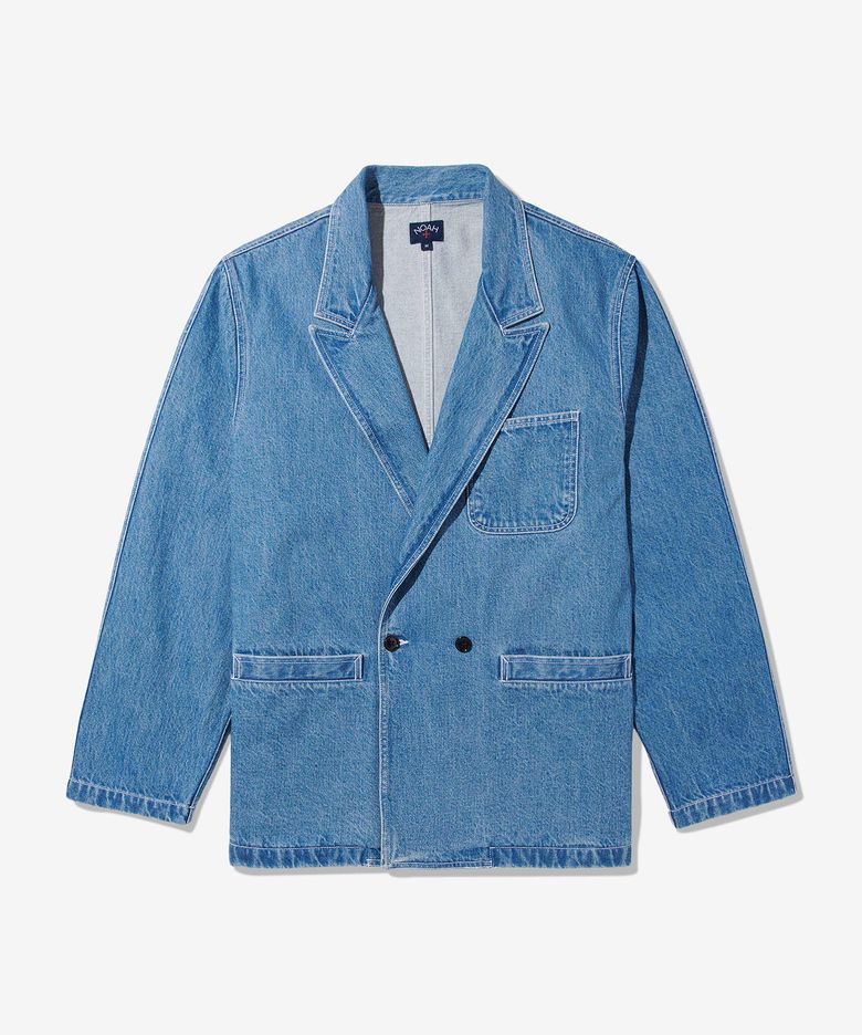 (U) 더블 브레스티드 데님 재킷 블루 DOUBLE-BREASTED DENIM JACKET BLUE