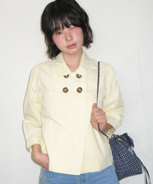 DOUBLE BUTTON PUFF SLEEVE JACKET SOFT YELLOW
