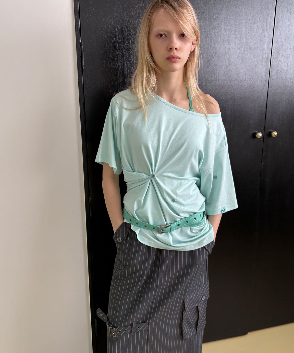 헤레틱(HERETIC) BUTTON T-SHIRT / sky mint