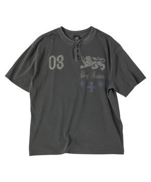 글로리 리메인스 피그먼트 헨리넥 반팔티 블랙 차콜