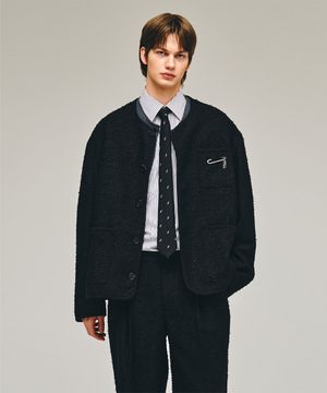 [컬렉션] 썸머 부클레 라운드넥 자켓 블랙 BI2JK261BK