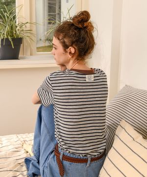 스트라이프배색단티셔츠 (YZTS2512409)