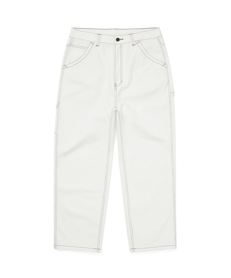 Washed Canvas Work Pant White