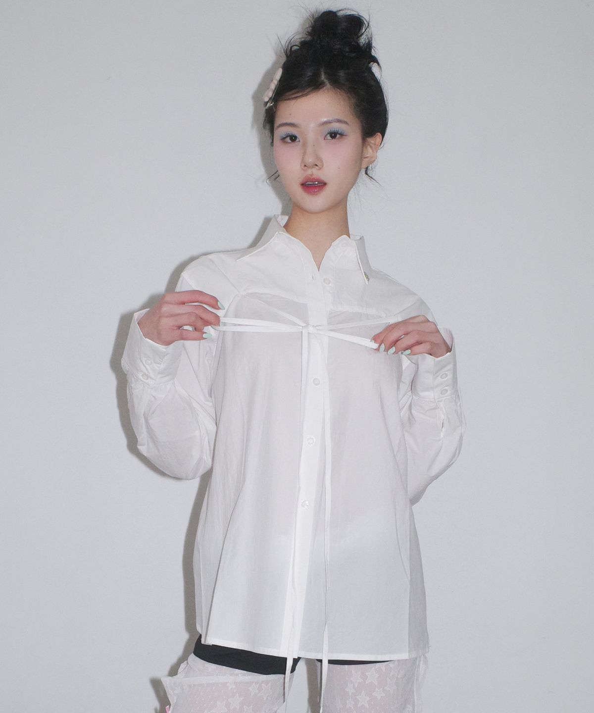 페이키(FAKIII) Tulip Back Slit Multi Shirt_IVORY