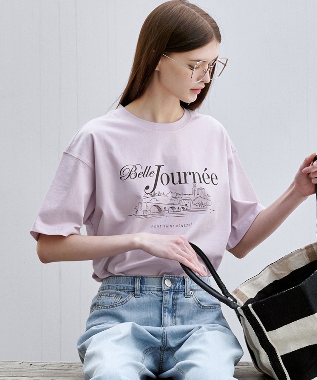 마롭(MALOUPE) 5216 레귤러핏 그래픽 티셔츠 (핑크)