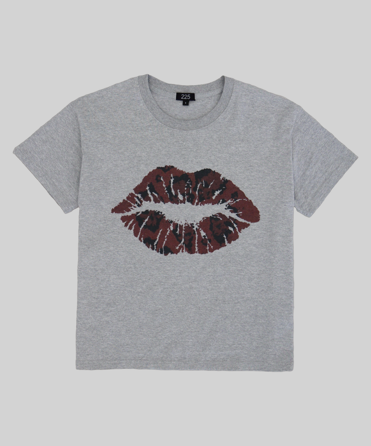 225(225) kiss crop T-shirt (grey)