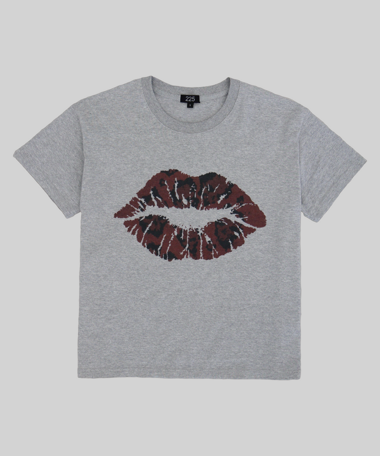 kiss crop T-shirt (grey)