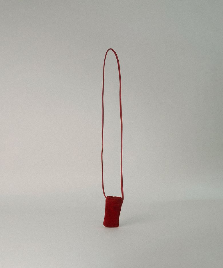 lip balm bag (suede red) _ from Italy