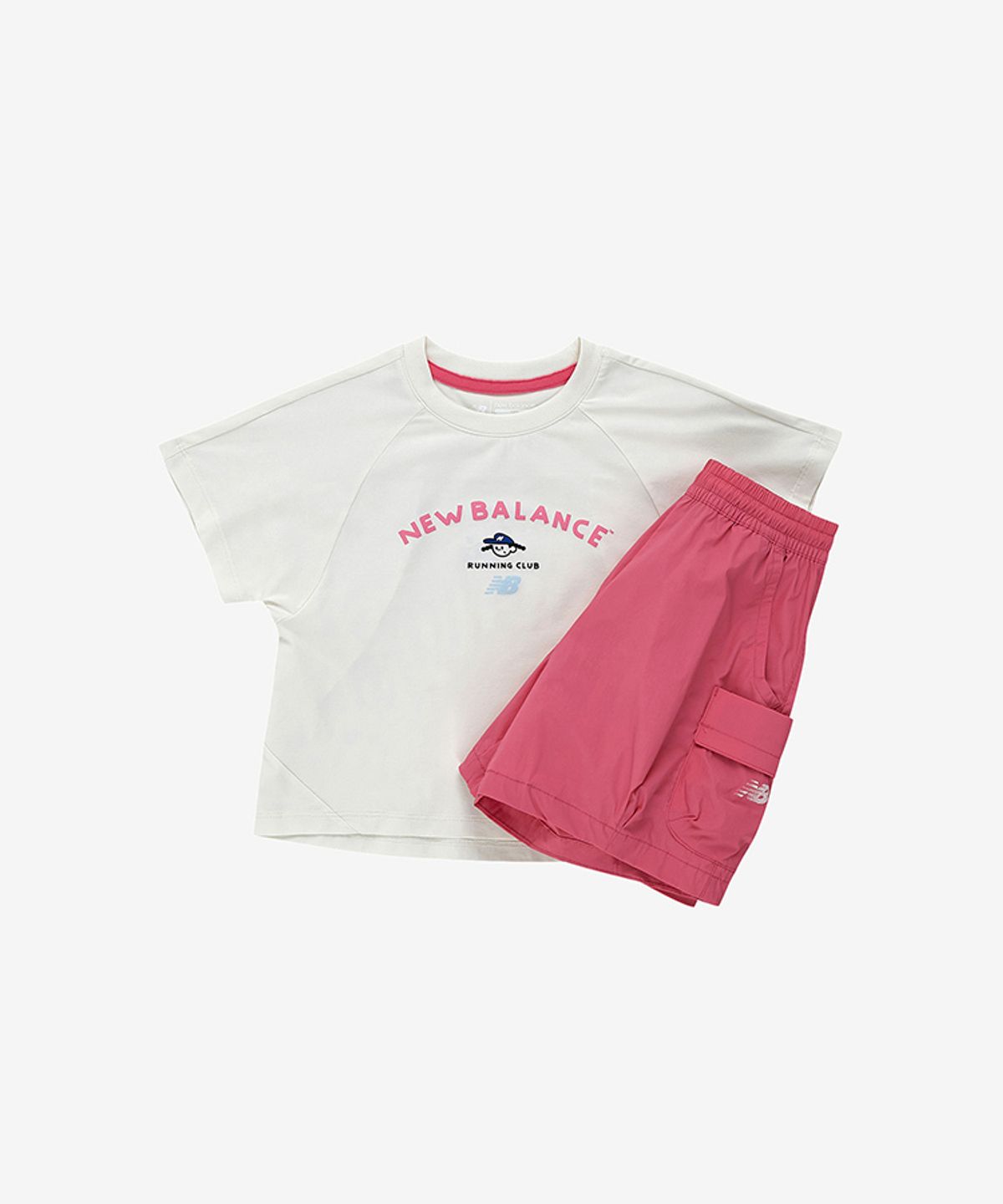 뉴발란스 키즈(NEWBALANCEKIDS) Run Festival_아동 여아 쿨터치 반팔티+ 반바지 셋업 NK9YG2502G39