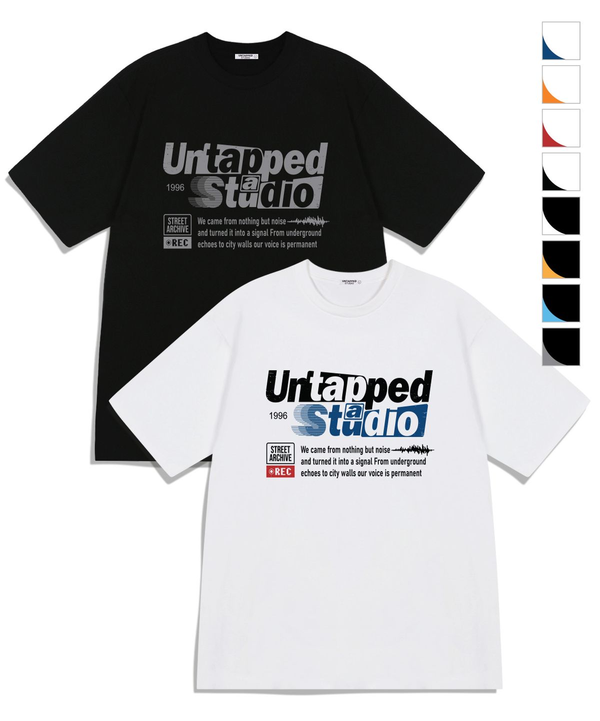 언탭트 스튜디오(UNTAPPED STUDIO) 레트로 레터링 그래픽 오버핏 반팔 티셔츠 8COLOR