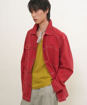 MAN 워시드 레일로드 워크자켓 [RED] / GF1MJK007