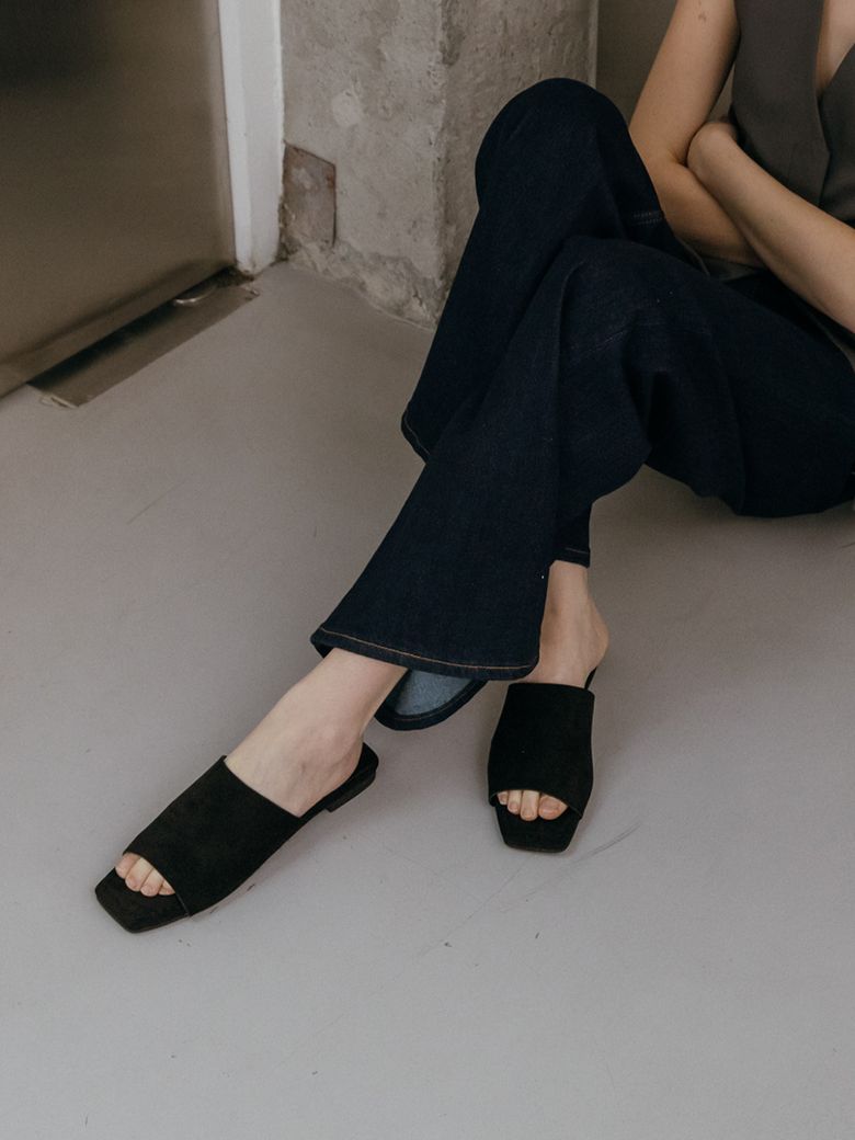 me1021 reilly simple square slipper 레일리 스퀘어 심플라인 스웨이드 슬리퍼_2color