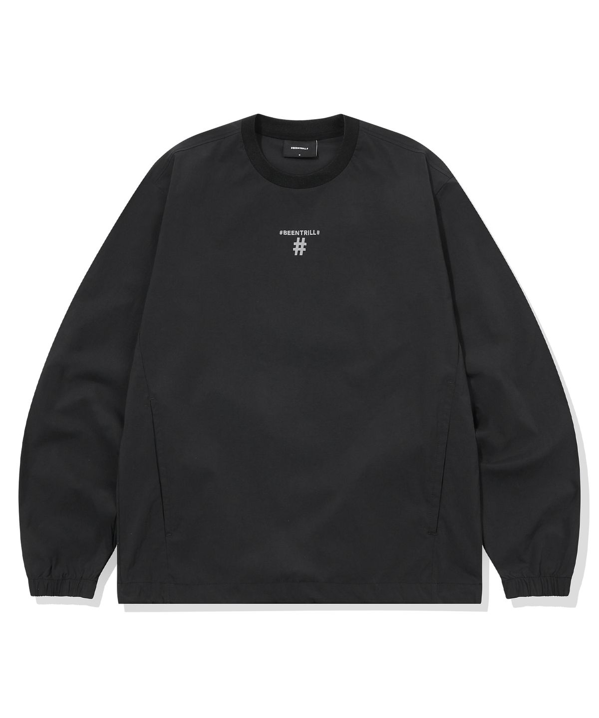 빈트릴(BEENTRILL) 에센셜 로고 우븐 피스테 롱슬리브(블랙)