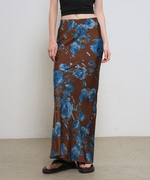 프린티드 바이어스 롱 스커트 [BLUE BROWN] / GF2LSK507