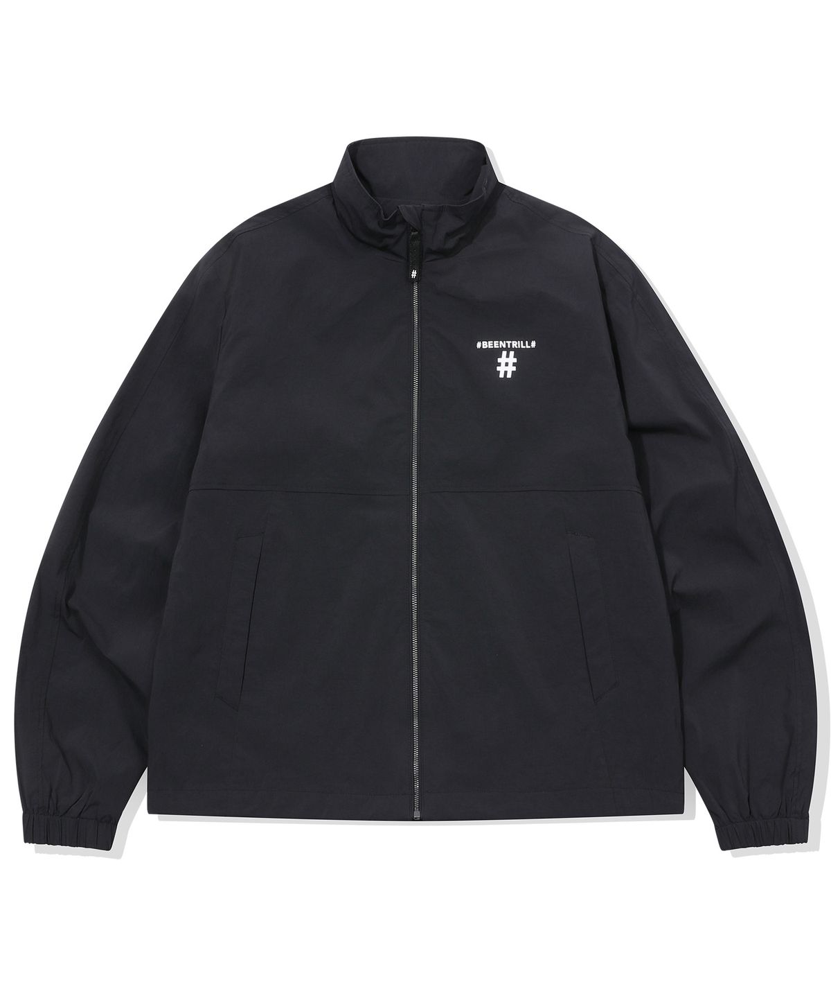 빈트릴(BEENTRILL) 우먼스 에센셜 로고 스트레치 우븐 트랙자켓(블랙)