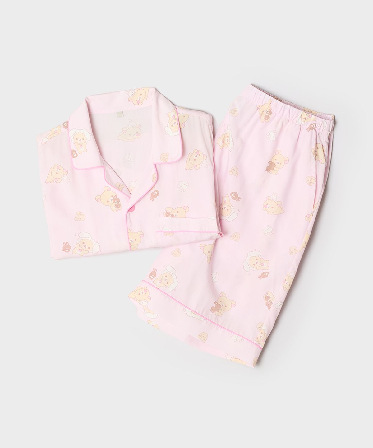 스파오(SPAO) [리락쿠마] 쿠마들의 느긋한 반팔 파자마(PINK)_SPPPG25U09