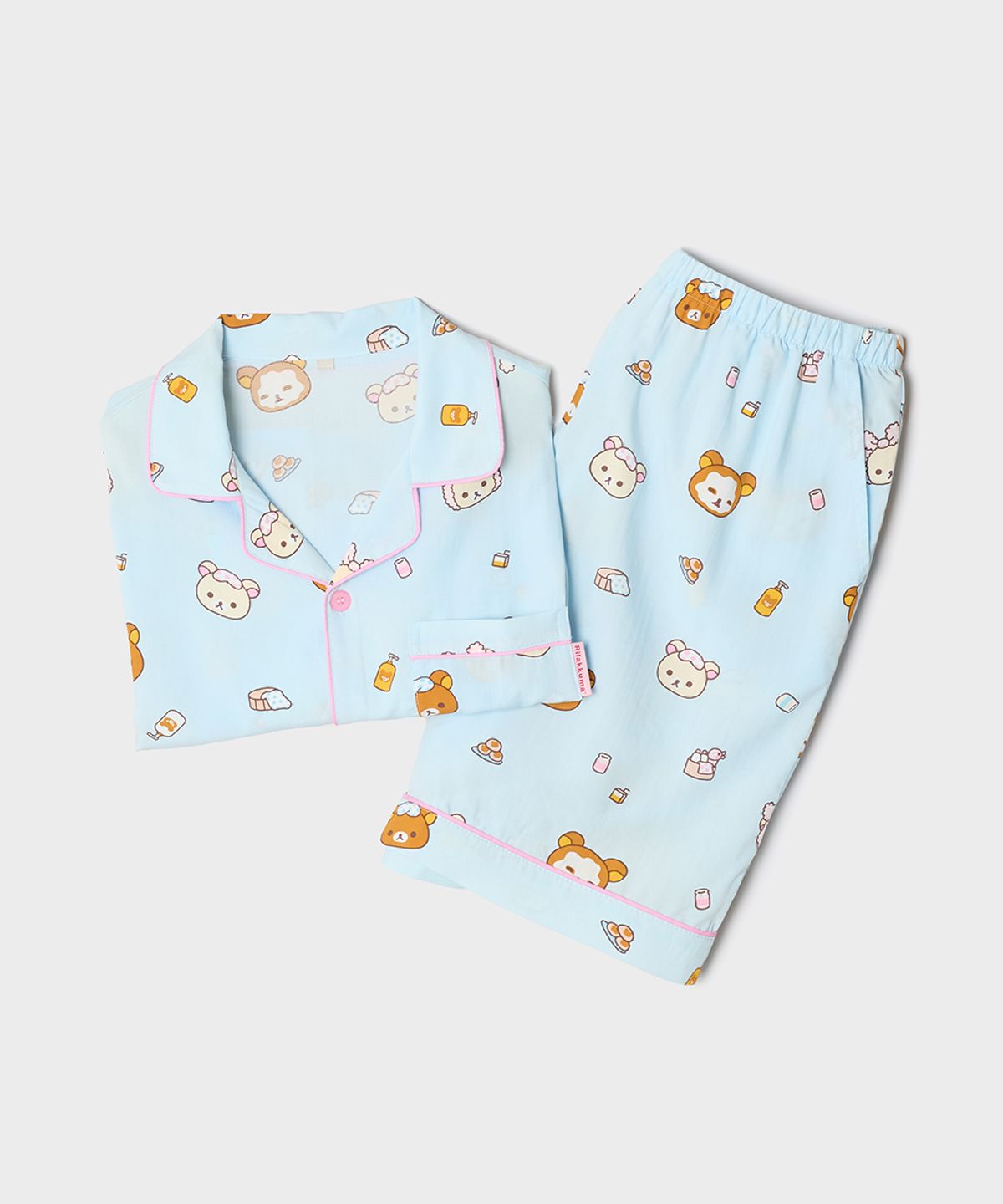 스파오(SPAO) [리락쿠마] 쿠마들의 느긋한 반팔 파자마(LIGHT BLUE)_SPPPG25U09