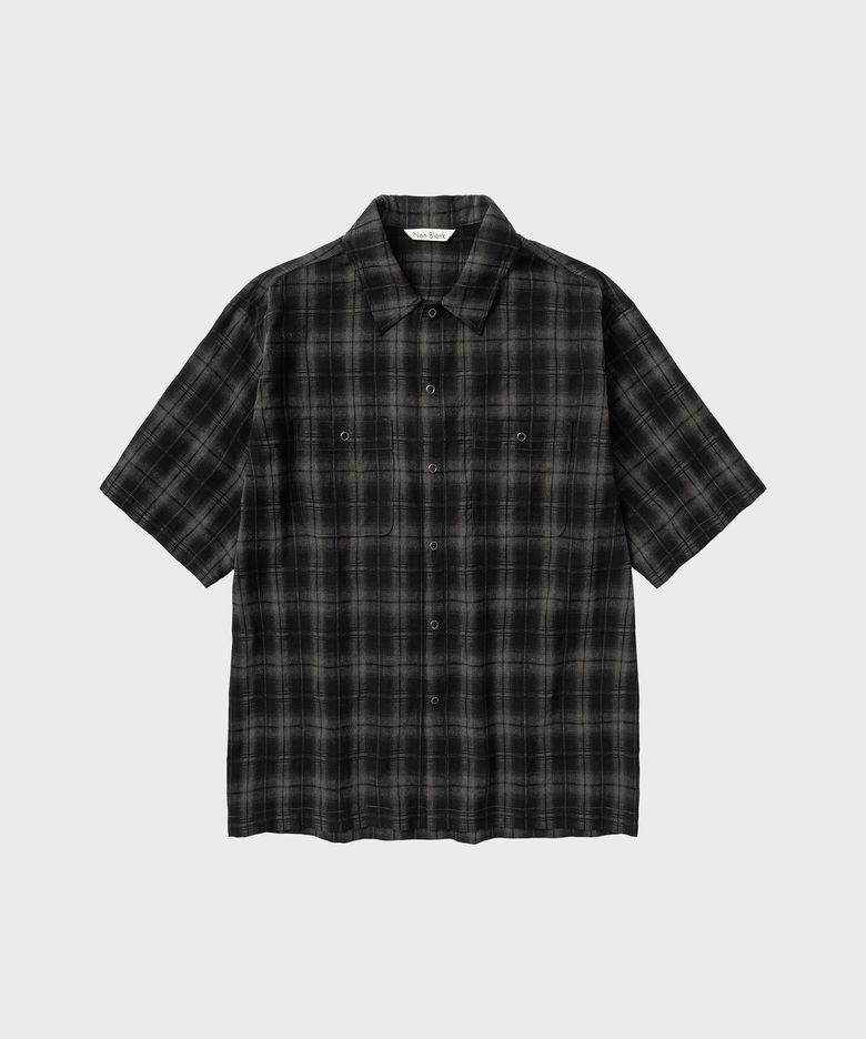 플란넬 옴브레 체크 HS 셔츠_DARK GREY