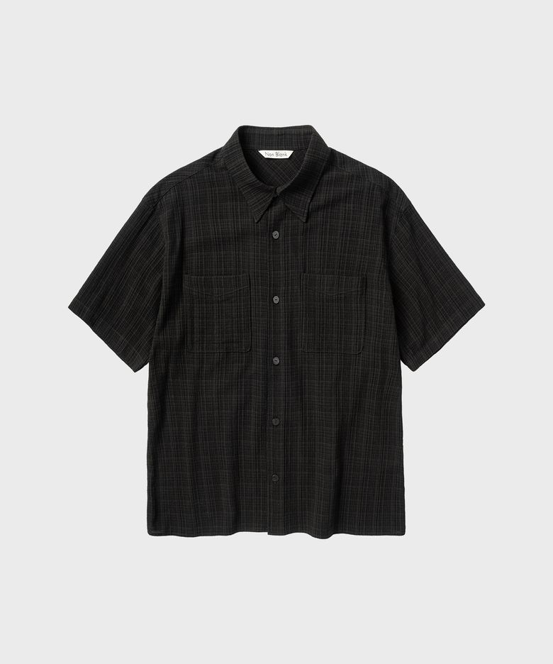 일레귤러 윈도우 체크 크롭 HS 셔츠_BLACK