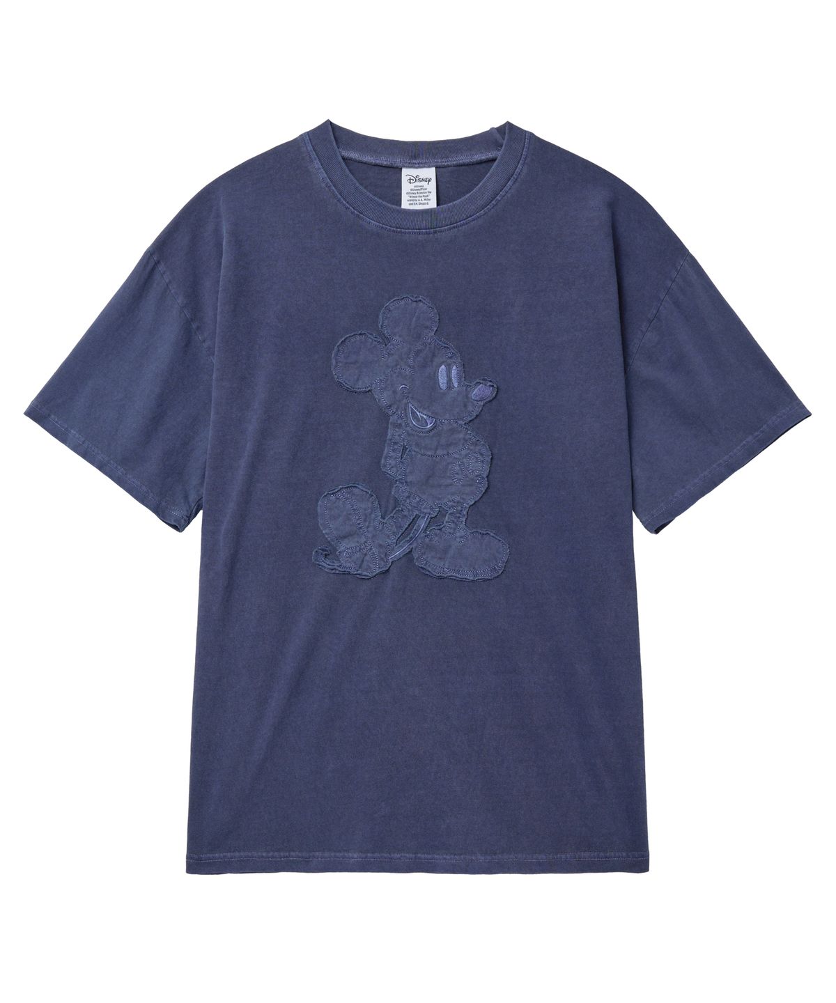 브이투(VTWO) 빈티지 피그먼트 아플리케 자수 _미키_ 티셔츠 (NAVY)