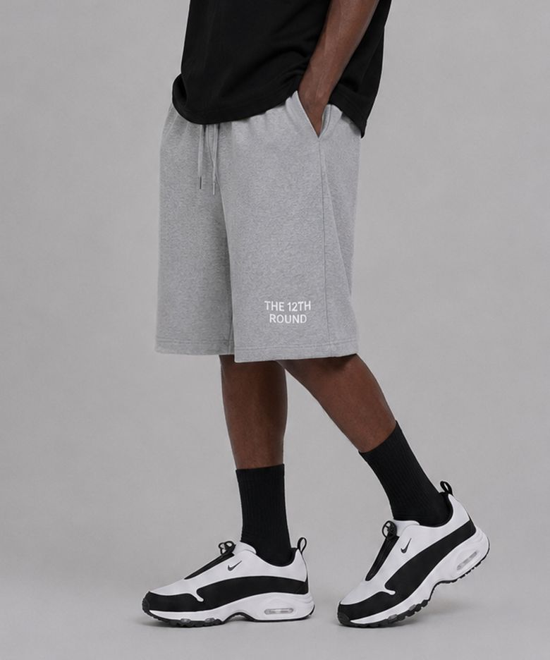 THE 12TH ROUND LOGO BERMUDA SWEAT SHORTS GRAY