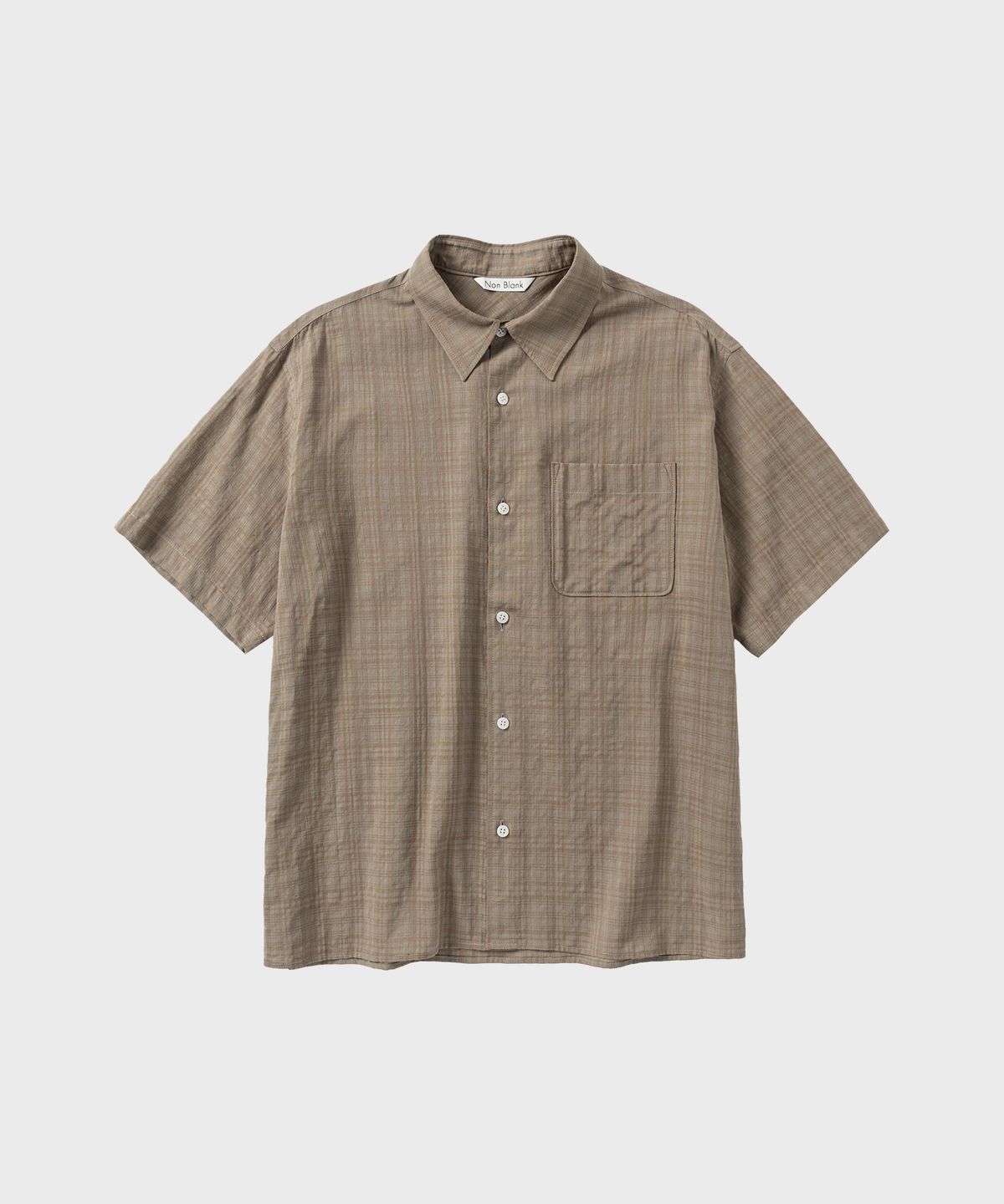 넌블랭크(NONBLANK) 시어 체크 크롭 HS 셔츠_ORNAGE BEIGE