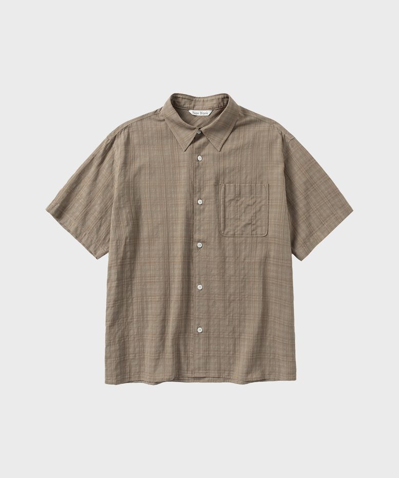 시어 체크 크롭 HS 셔츠_ORNAGE BEIGE